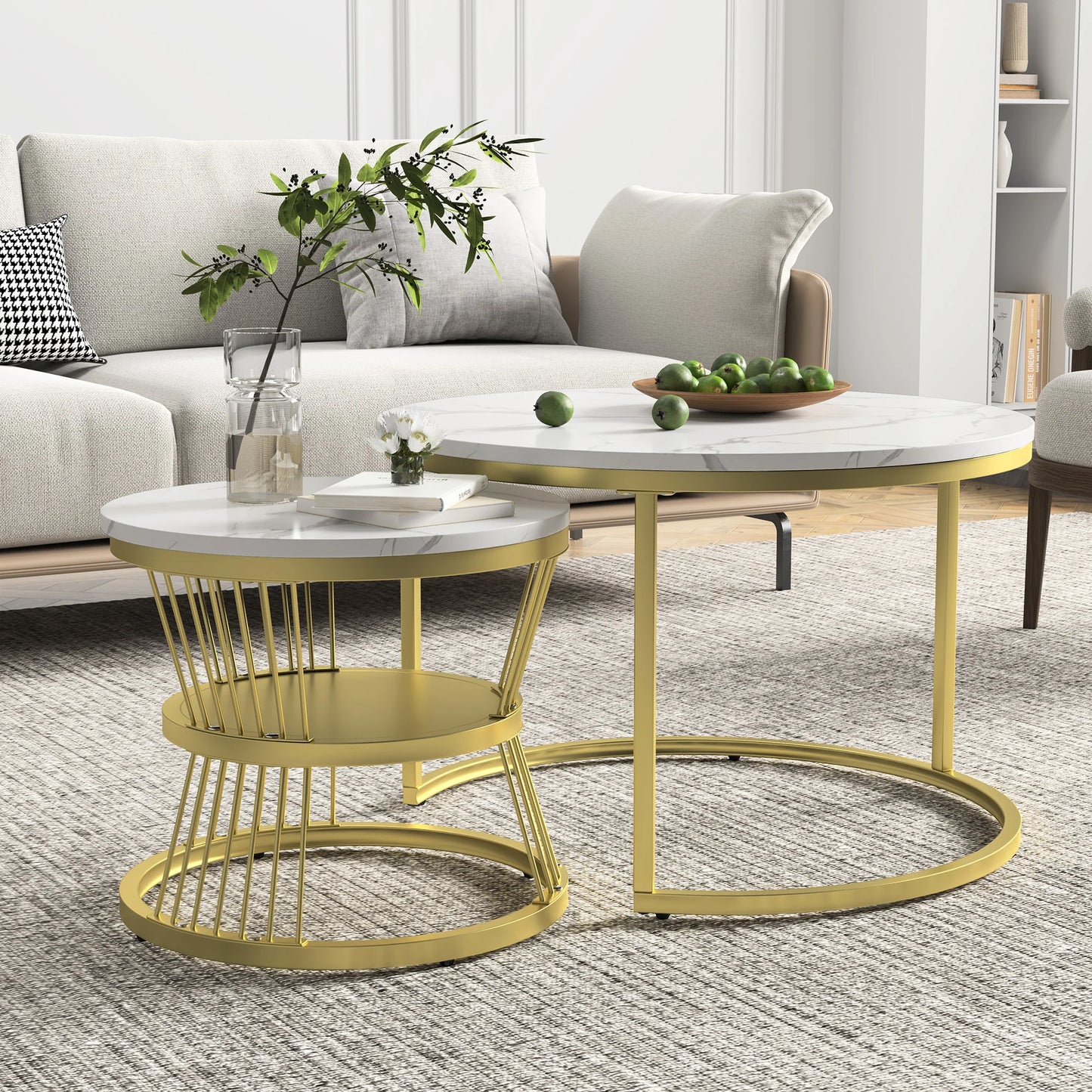 Lot de 2 tables basses ronde  en métal,