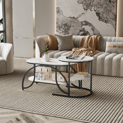 Table basse, lot de 2, structure en métal,