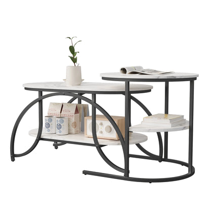 Table basse, lot de 2, structure en métal,