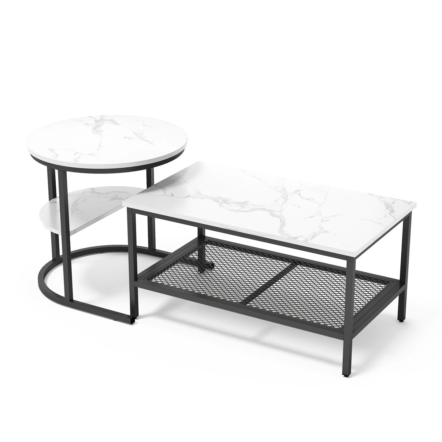 2 tables basses, table d’appoint moderne 2 en 1,