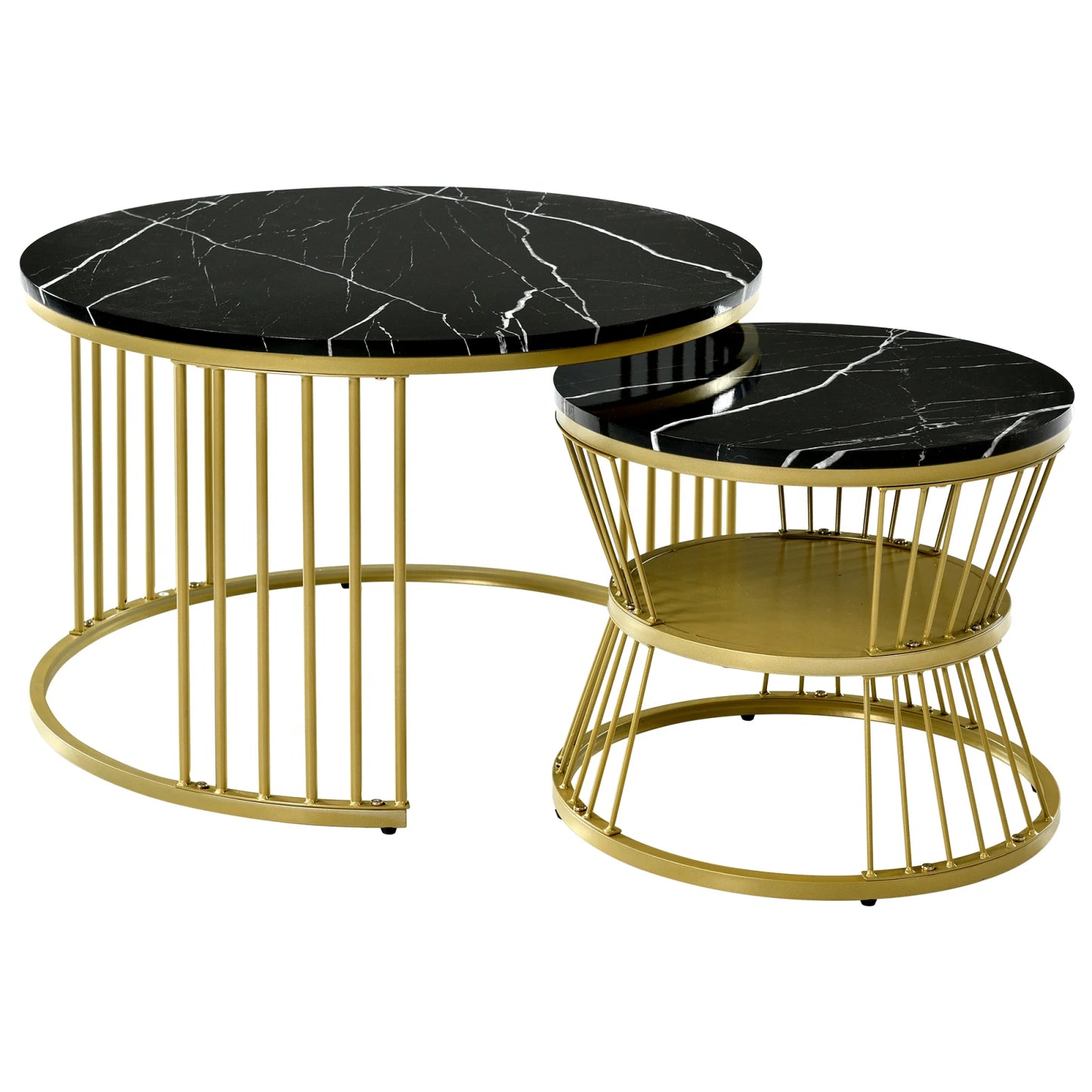 Lot de 2 tables basses ronde  en métal,