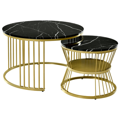 Lot de 2 tables basses ronde  en métal,