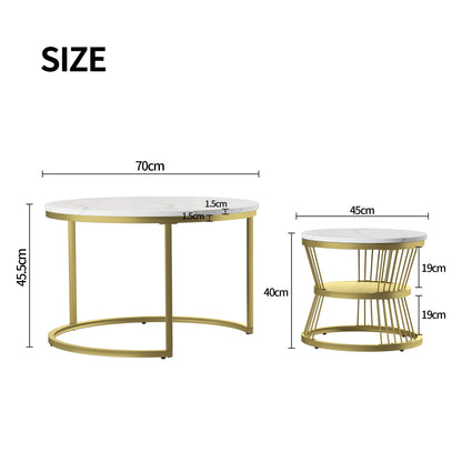 Lot de 2 tables basses ronde  en métal,
