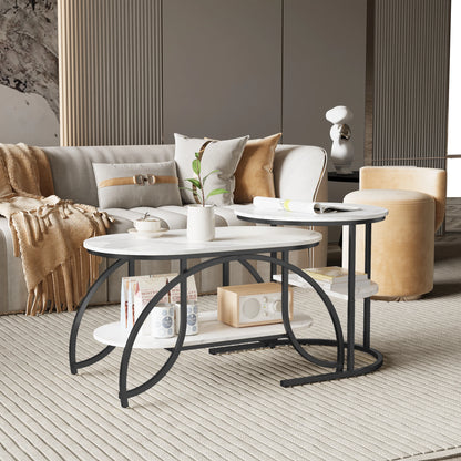 Table basse, lot de 2, structure en métal,