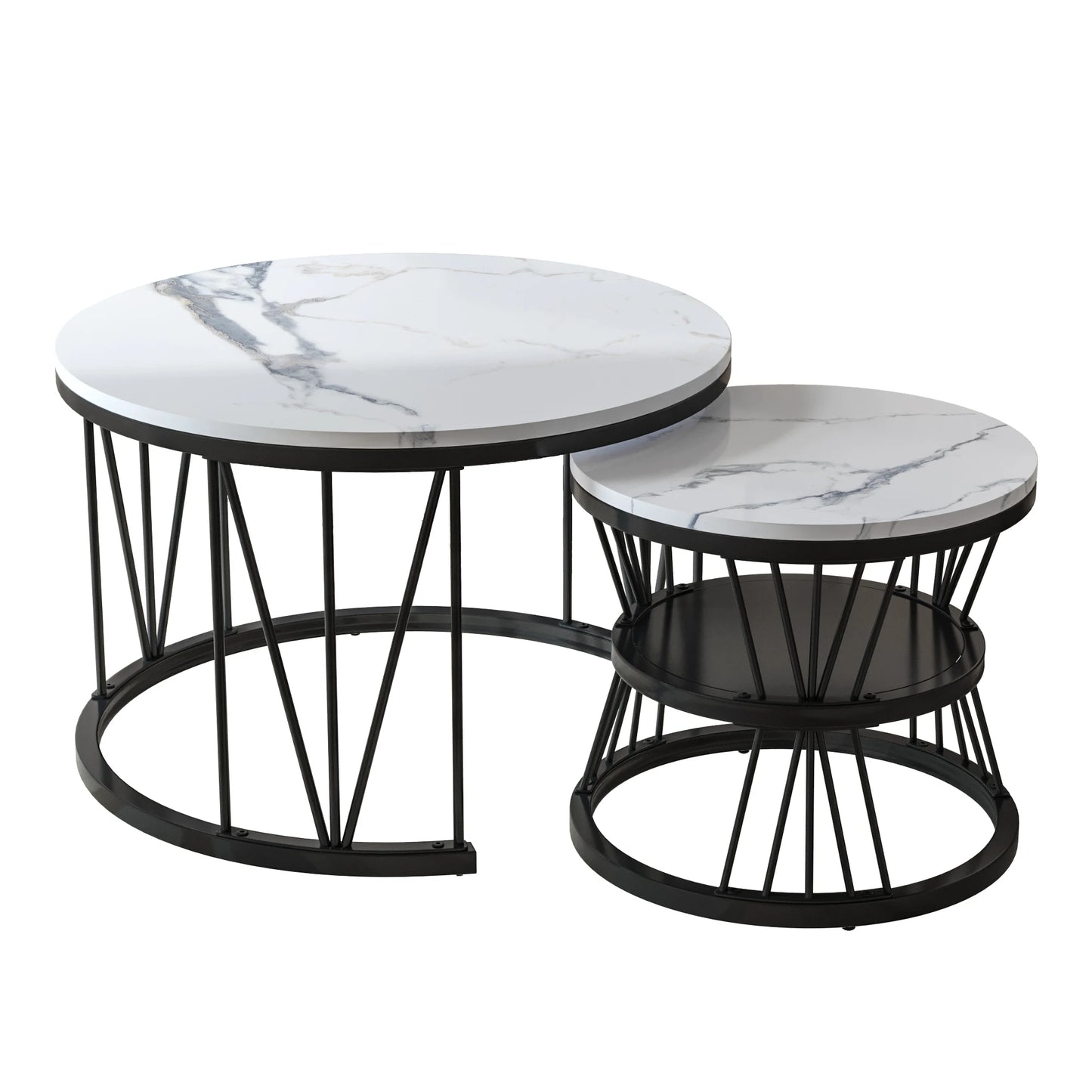 Lot de 2 tables basses ronde  en métal,