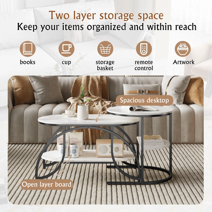 Table basse, lot de 2, structure en métal,