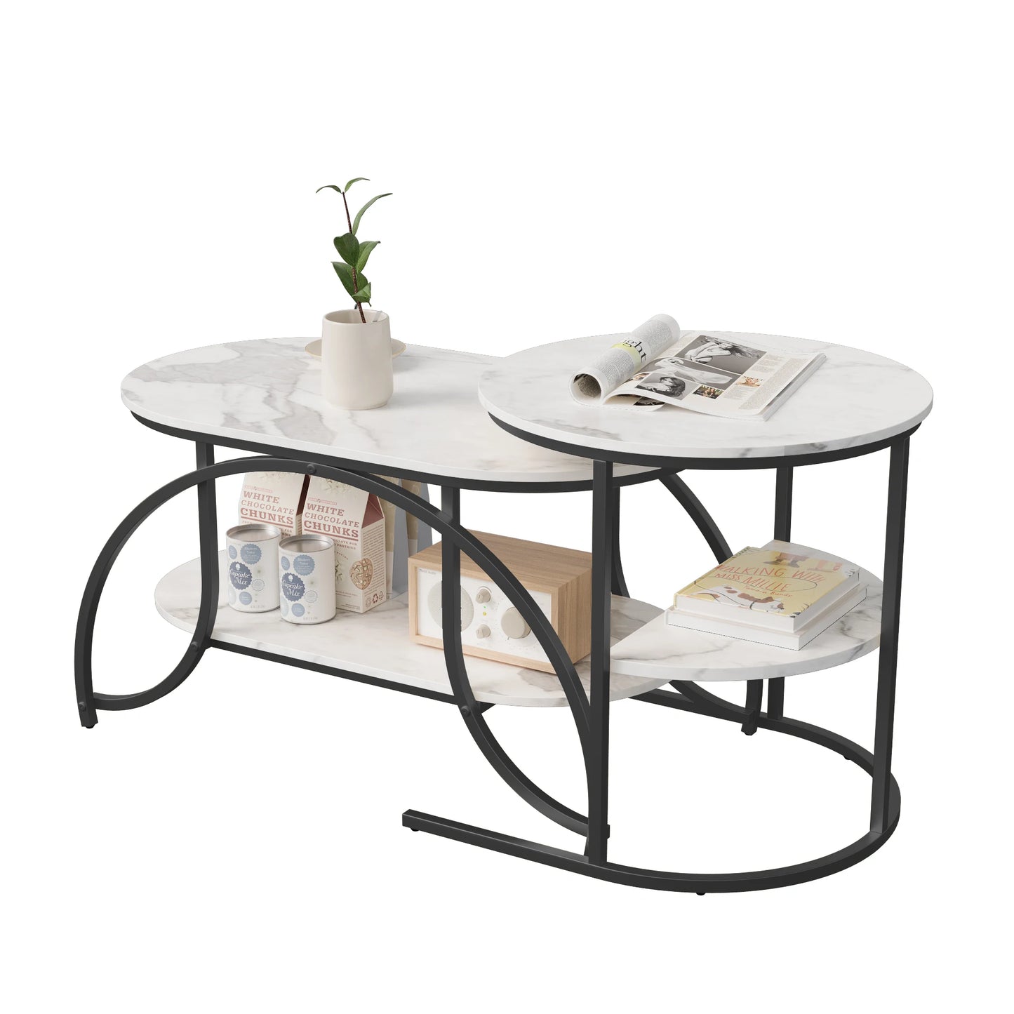 Table basse, lot de 2, structure en métal,