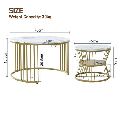 Lot de 2 tables basses ronde  en métal,
