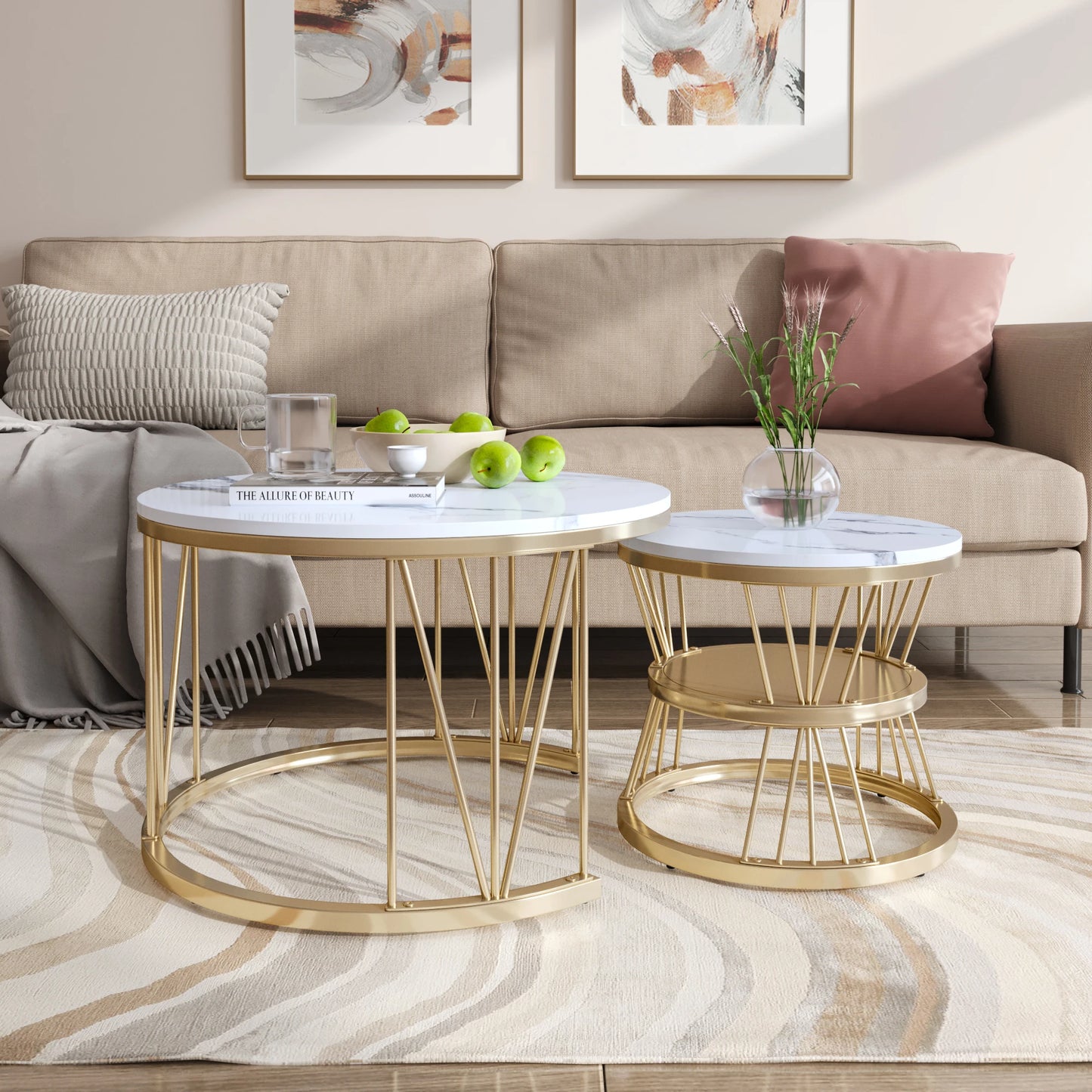 Lot de 2 tables basses ronde  en métal,