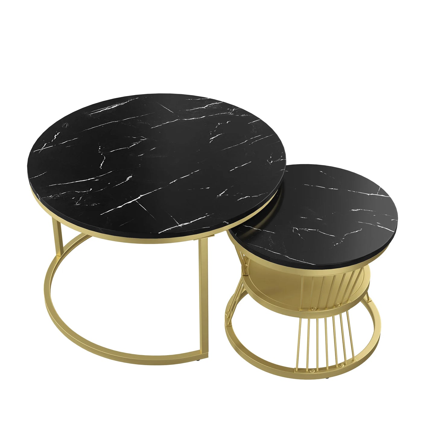 Lot de 2 tables basses ronde  en métal,