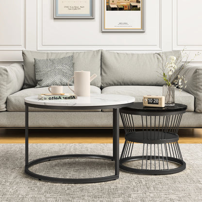 Lot de 2 tables basses ronde  en métal,