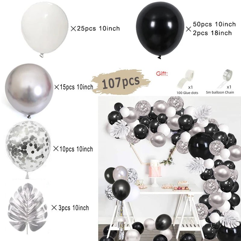 Guirlande de ballons noirs et dorés | Élégance