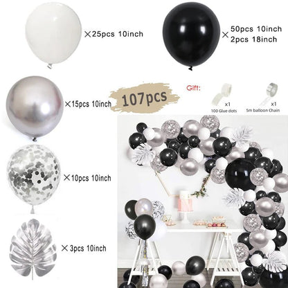 Guirlande de ballons noirs et dorés | Élégance