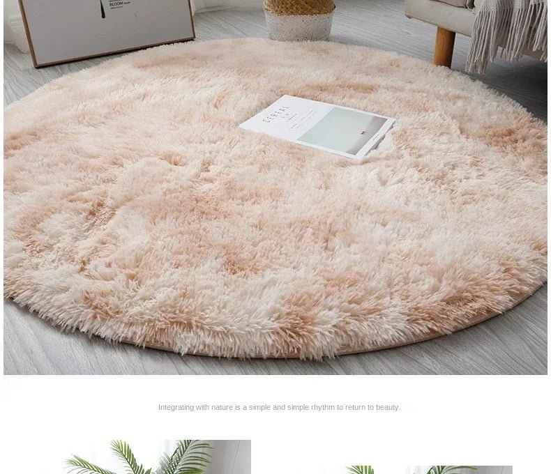 Tapis rond en peluche Super doux, blanc moelleux, pour Salon, décoration de maison,