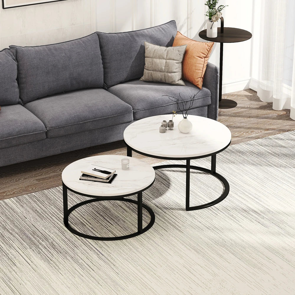 Anajqaqia Lot de deux tables basses rondes modernes, | MarbleDesign