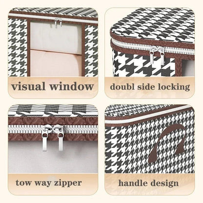 Boîte de Rangement Visible de Grande Capacité pour Vêtements Ménagers, Conteneur Pliable et Anti-Poussière à Fermeture Éclair