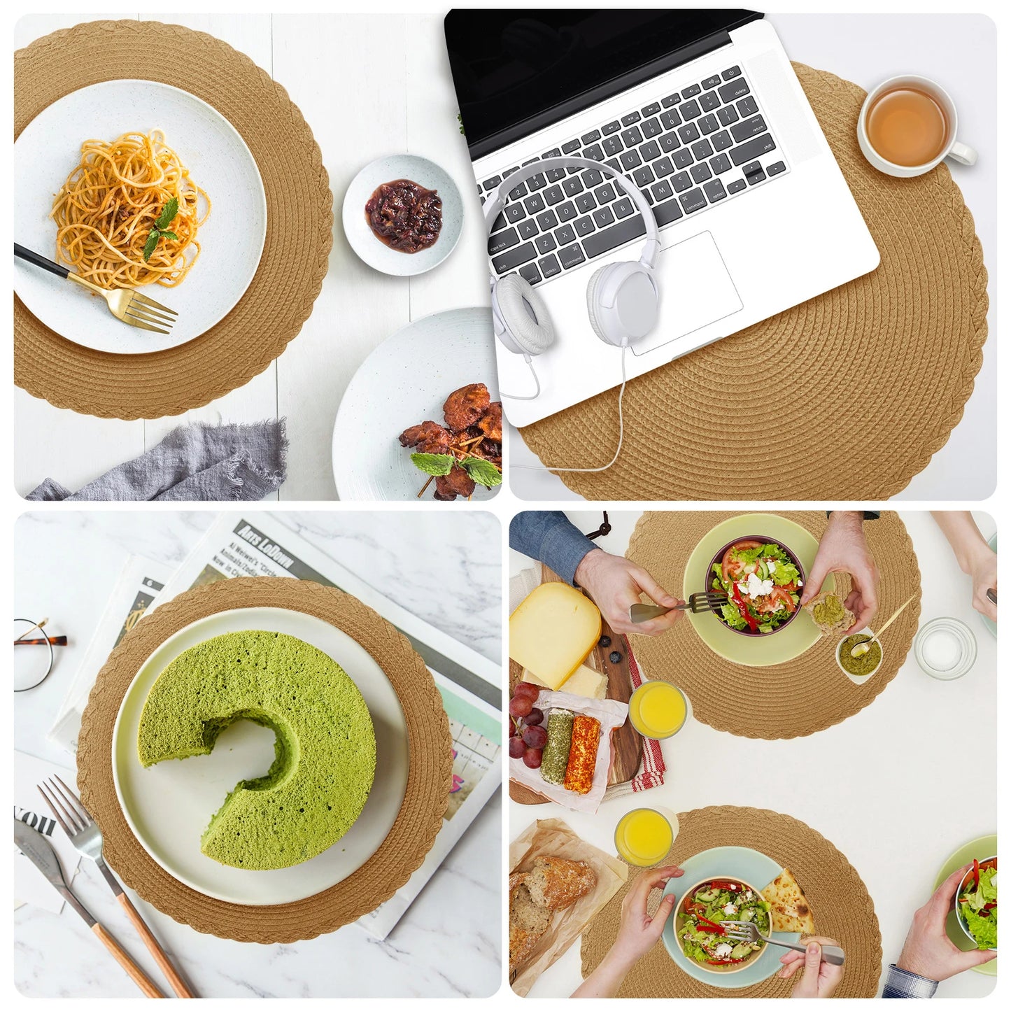 Ensemble de 6 sets de table ronds tressés