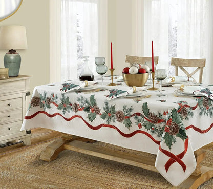 Nappe rectangulaire de noël, Design Poinsettia pour fête