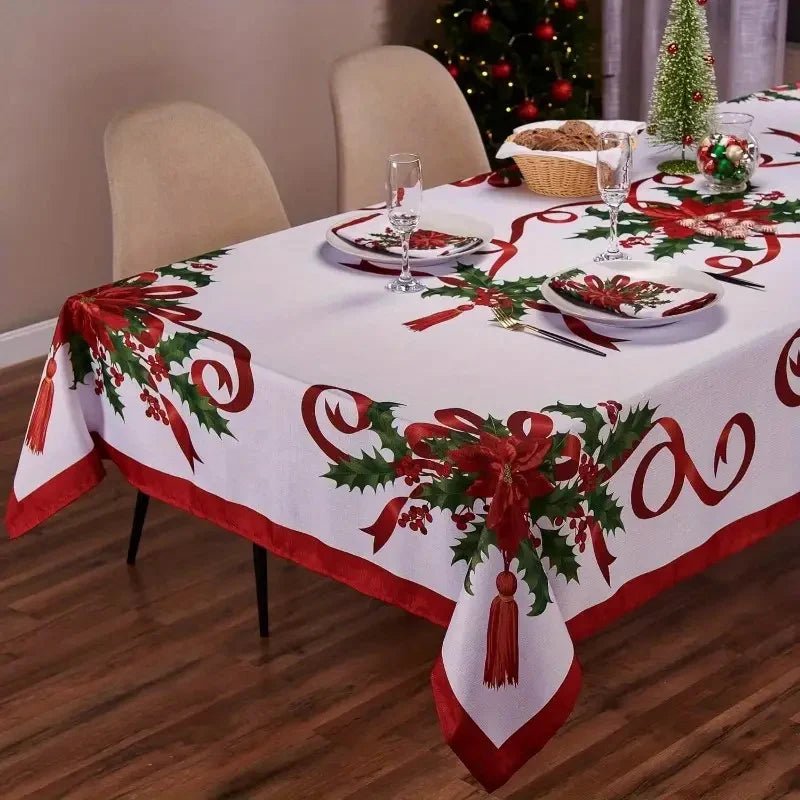 Nappe rectangulaire de noël, Design Poinsettia pour fête