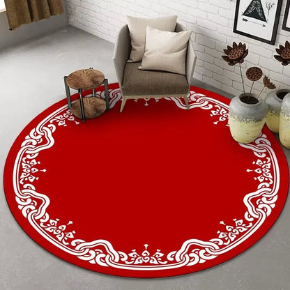Tapis rond de luxe de Style Simple rouge | Élégance