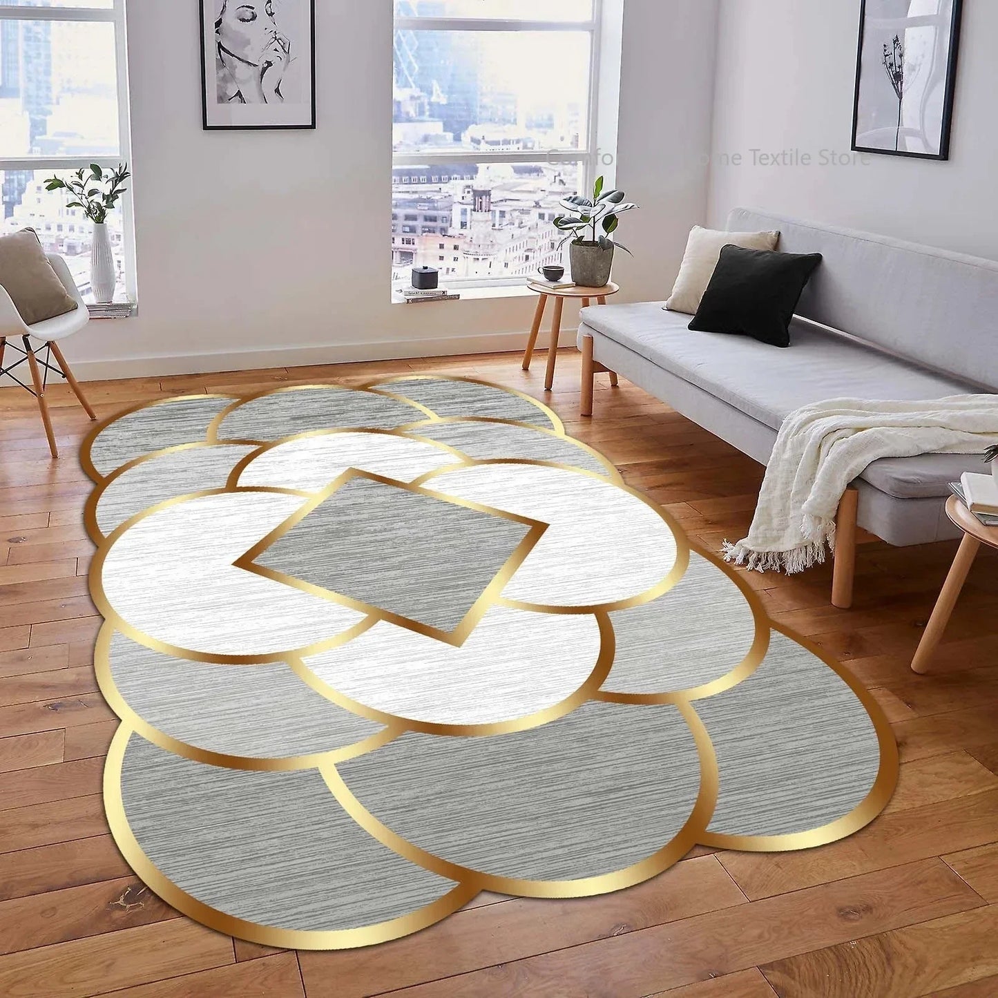 Tapis doré de luxe de forme spéciale