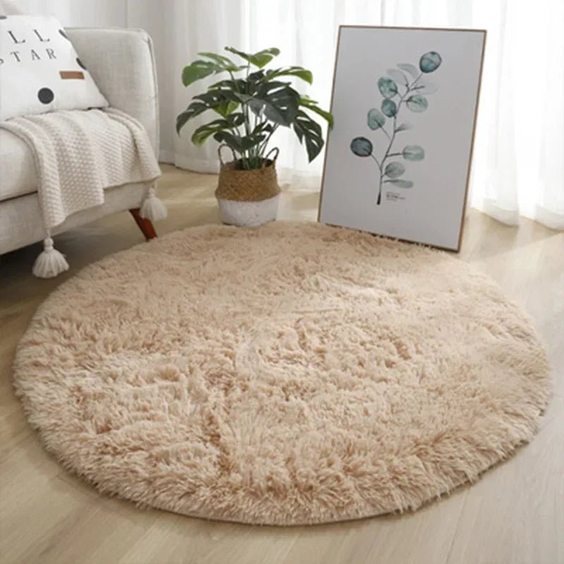 Tapis rond en peluche Super doux, blanc moelleux, pour Salon, décoration de maison,