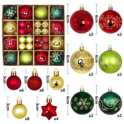 Boule de noël 3/6CM, 44 pièces, ornements de décoration d'arbre de noël