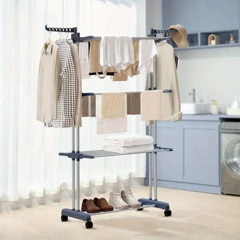 Étendoir à linge pliable rotatif à 3 niveaux