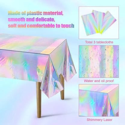 Table nappe anniversaire holographique brillante