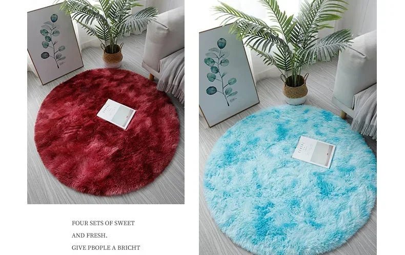 Tapis rond en peluche Super doux, blanc moelleux, pour Salon, décoration de maison,
