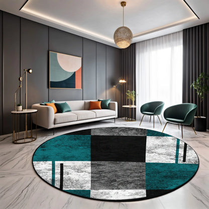 Tapis rond moderne, design géométrique | Élégance