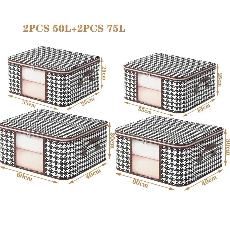 Boîte de Rangement Visible de Grande Capacité pour Vêtements Ménagers, Conteneur Pliable et Anti-Poussière à Fermeture Éclair