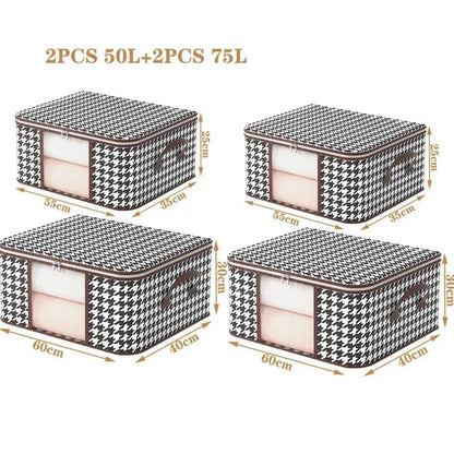 Boîte de Rangement Visible de Grande Capacité pour Vêtements Ménagers, Conteneur Pliable et Anti-Poussière à Fermeture Éclair