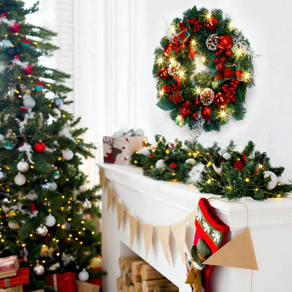 Couronne de Noël de 45 cm avec 15 lumières LED Guirlande