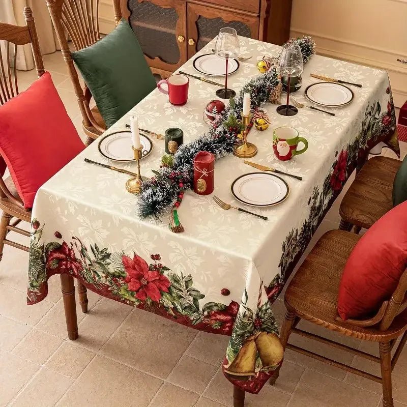 Nappe rectangulaire de noël, Design Poinsettia pour fête