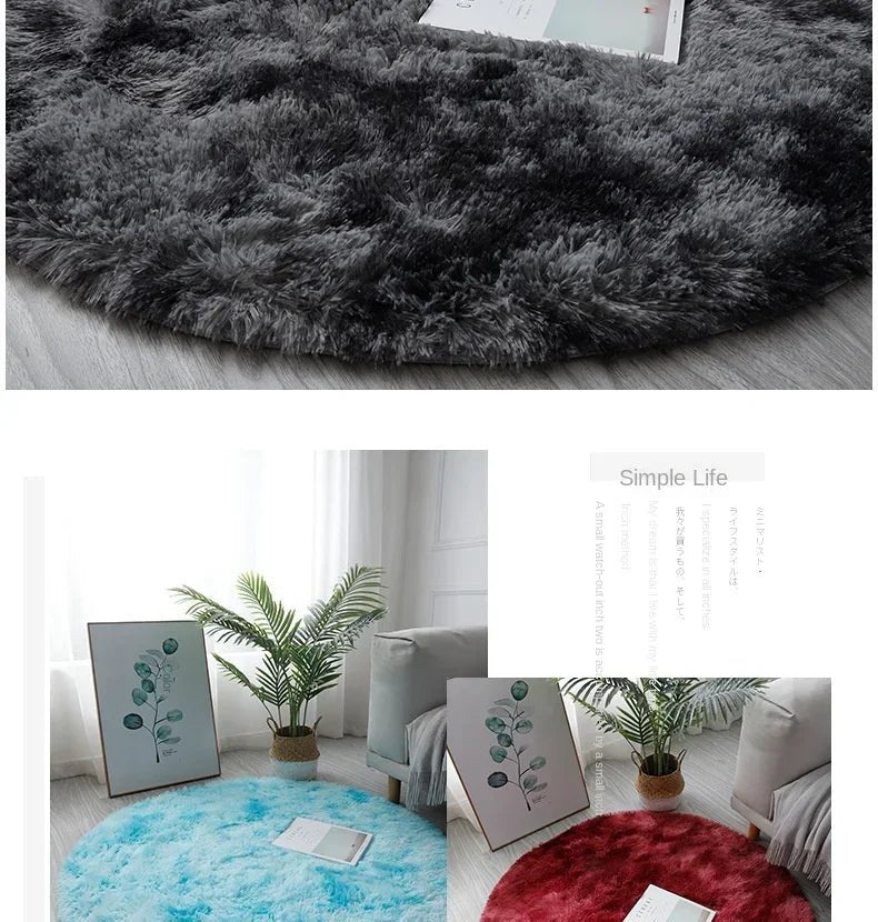 Tapis rond en peluche Super doux, blanc moelleux, pour Salon, décoration de maison,