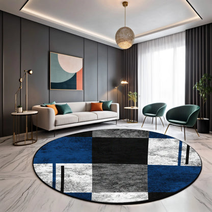 Tapis rond moderne, design géométrique | Élégance