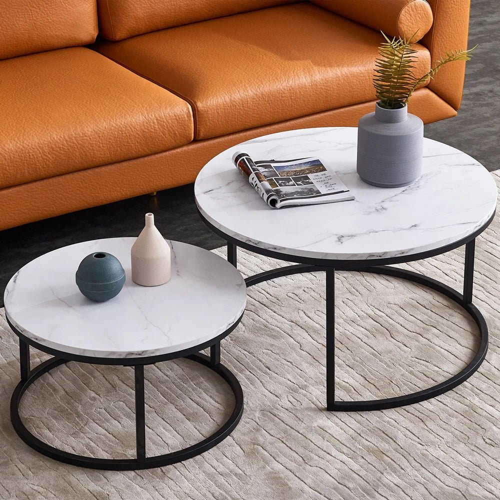 Anajqaqia Lot de deux tables basses rondes modernes, | MarbleDesign