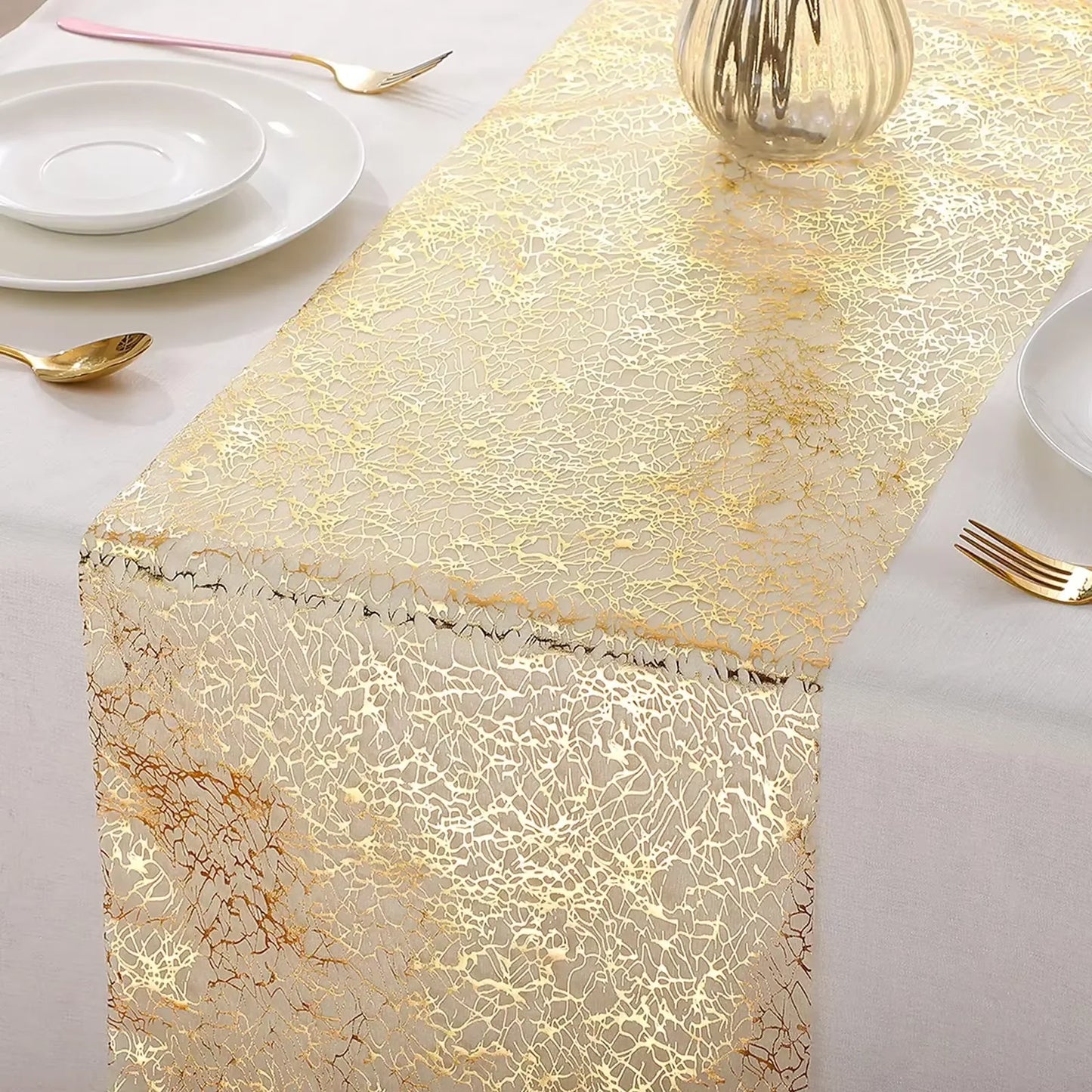 Nappe Table doré à paillettes métalliques