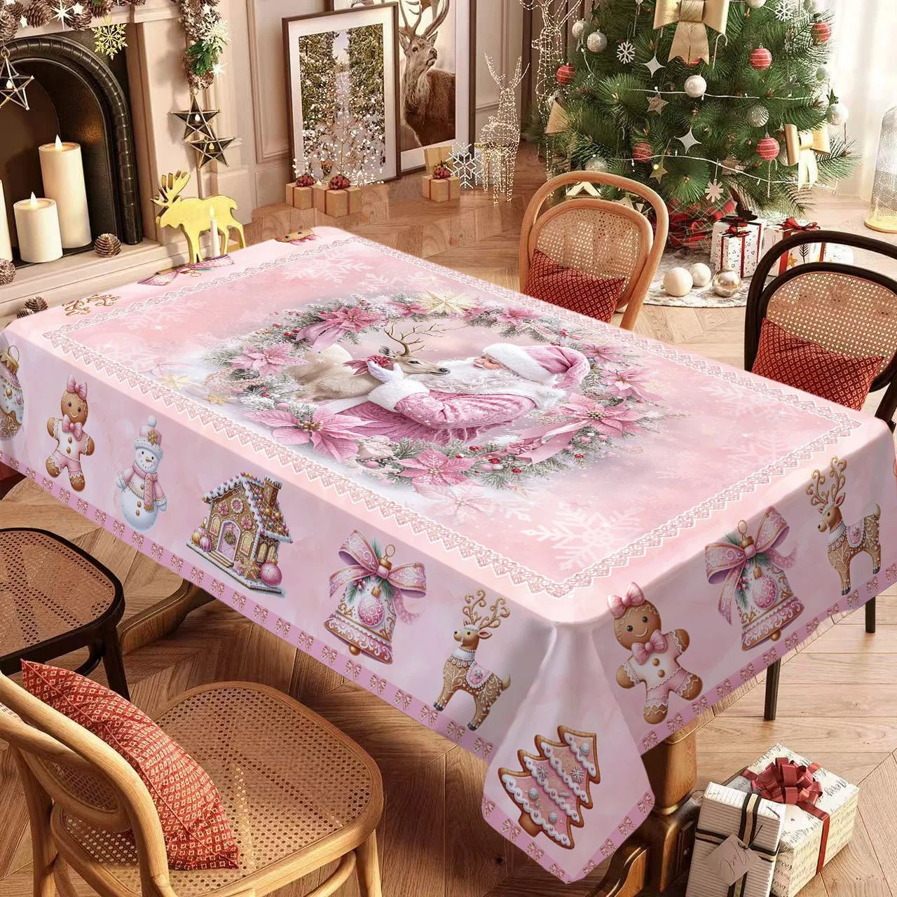 Nappe rectangulaire de noël, Design Poinsettia pour fête