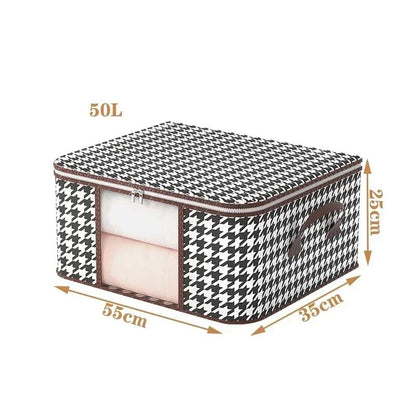 Boîte de Rangement Visible de Grande Capacité pour Vêtements Ménagers, Conteneur Pliable et Anti-Poussière à Fermeture Éclair