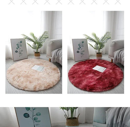 Tapis rond en peluche Super doux, blanc moelleux, pour Salon, décoration de maison,