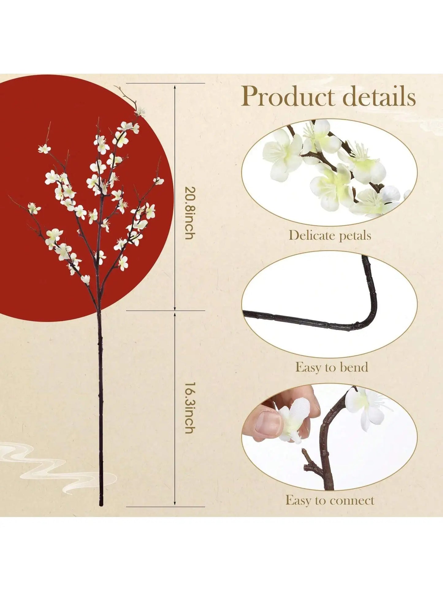 fleurs blanches en plastique à longue tige