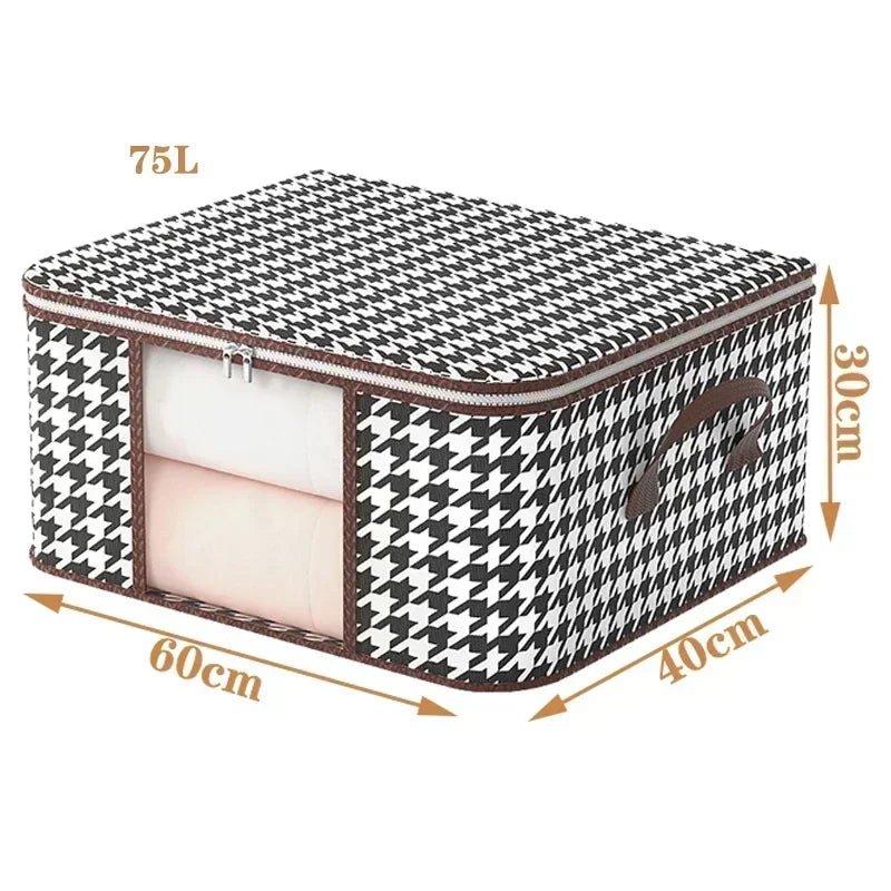 Boîte de Rangement Visible de Grande Capacité pour Vêtements Ménagers, Conteneur Pliable et Anti-Poussière à Fermeture Éclair