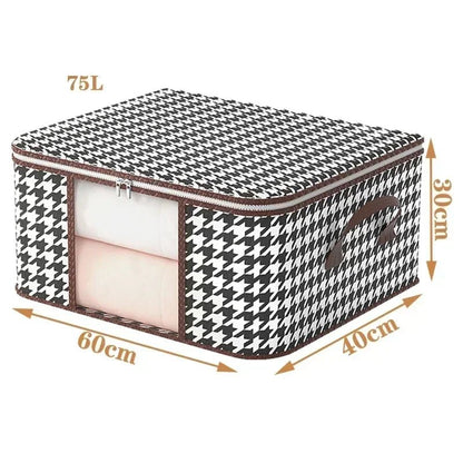 Boîte de Rangement Visible de Grande Capacité pour Vêtements Ménagers, Conteneur Pliable et Anti-Poussière à Fermeture Éclair