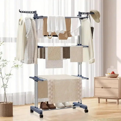 Étendoir à linge pliable rotatif à 3 niveaux