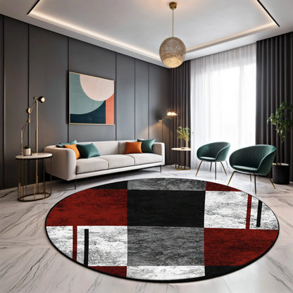 Tapis rond moderne, design géométrique | Élégance