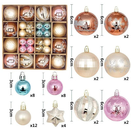 Boule de noël 3/6CM, 44 pièces, ornements de décoration d'arbre de noël