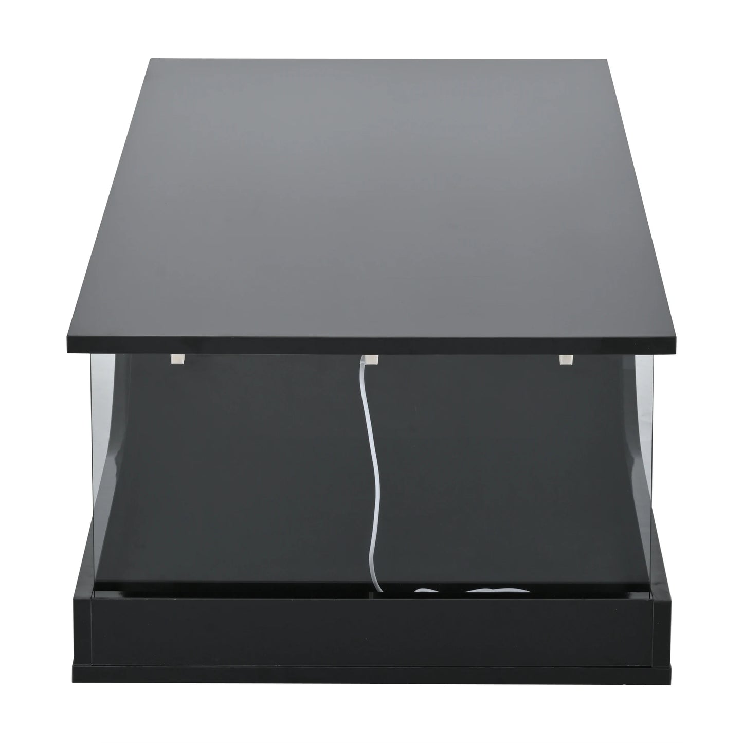 Table basse 100*50*30cm, table de canapé avec 2 tiroirs, table d'appoint de salon brillante, table de salon en MDF, table basse