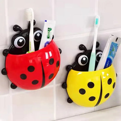 Porte-brosse à dents à ventouse mignon, supports de rangement créatifs pour stylos coccinelle sept étoiles,